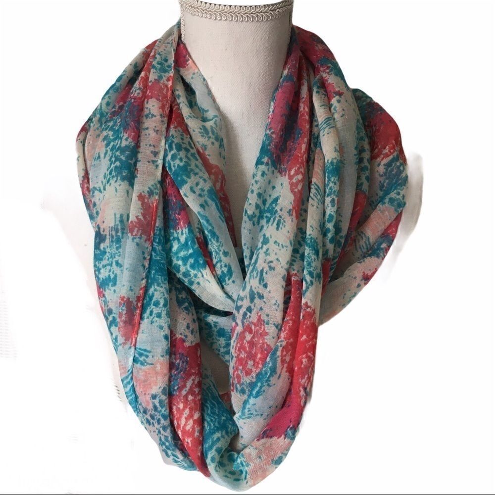 Infinity Sheer Blue Pink White Scarf